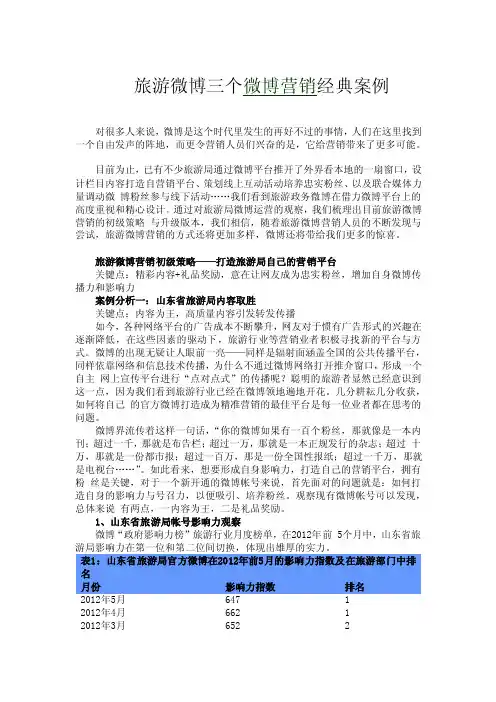 旅游微博三个微博营销经典案例[精彩]