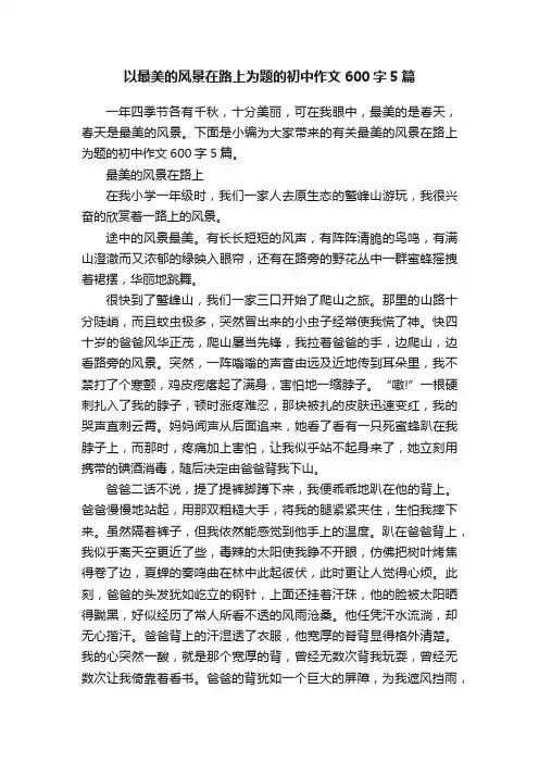 以最美的风景在路上为题的初中作文600字5篇