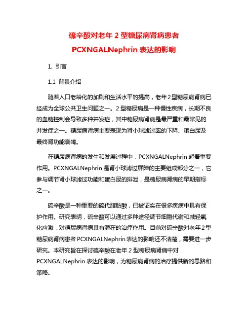 硫辛酸对老年2型糖尿病肾病患者PCXNGALNephrin表达的影响