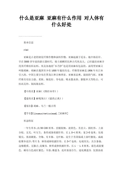 什么是亚麻亚麻有什么作用对人体有什么好处