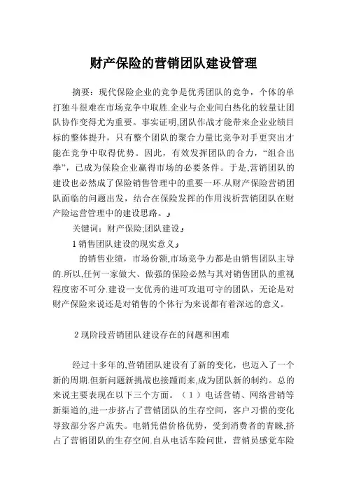 财产保险的营销团队建设管理