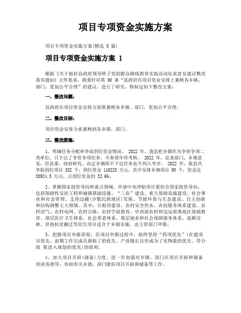 项目专项资金实施方案