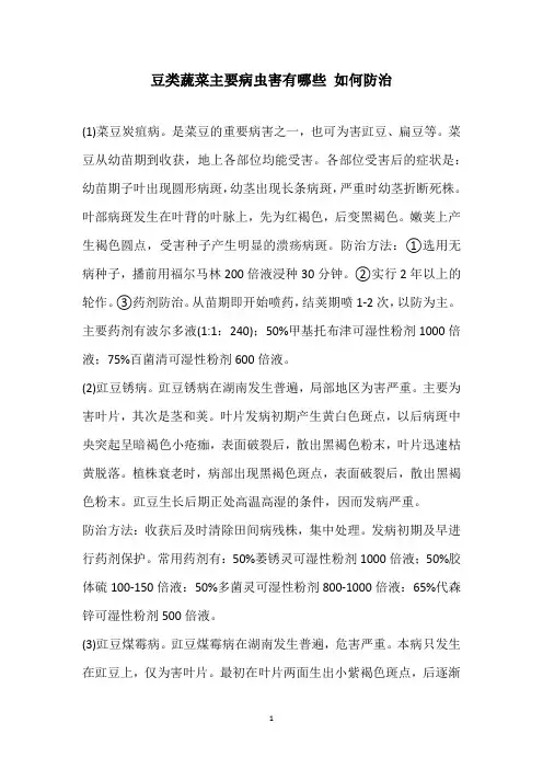豆类蔬菜主要病虫害有哪些 如何防治
