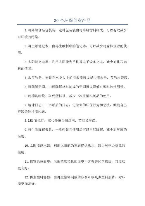30个环保创意产品