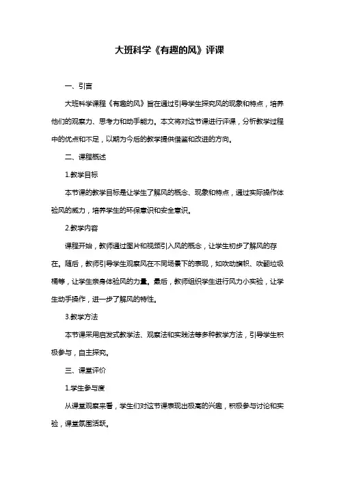 大班科学《有趣的风》评课