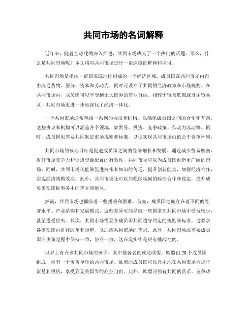 共同市场的名词解释