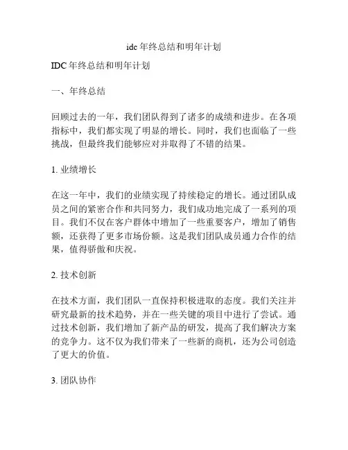 idc年终总结和明年计划