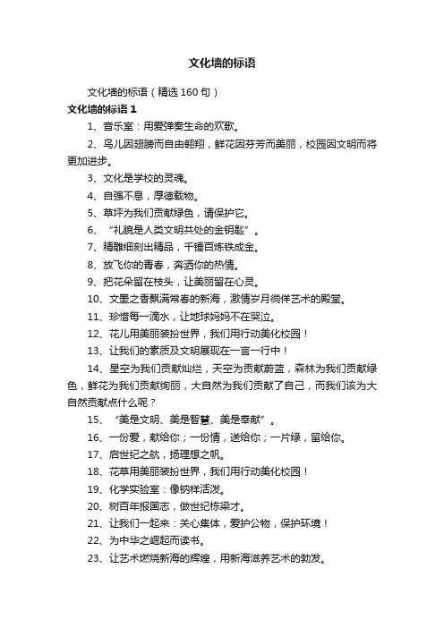 文化墙的标语（精选160句）