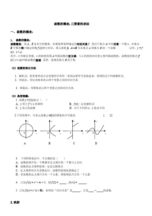 函数的概念,三要素的求法（整理版）