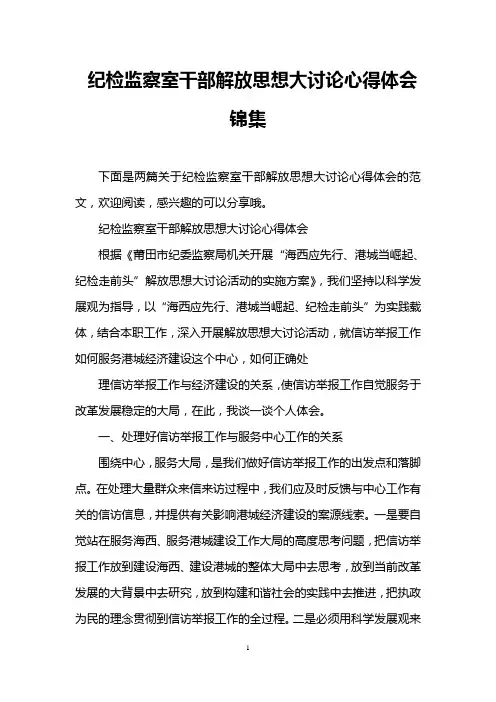 纪检监察室干部解放思想大讨论心得体会锦集