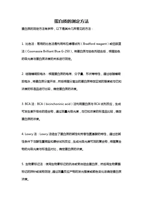 蛋白质的测定方法