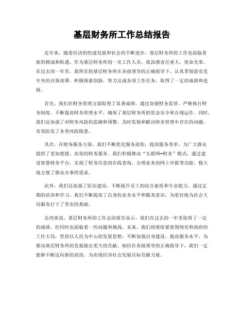 基层财务所工作总结报告