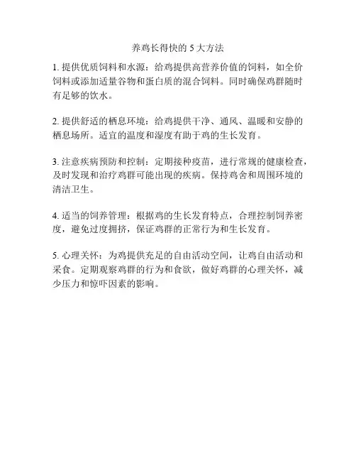 养鸡长得快的5大方法
