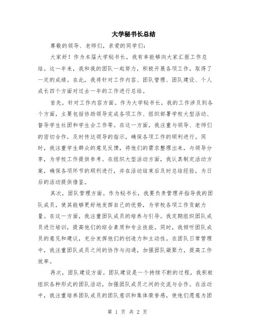 大学秘书长总结