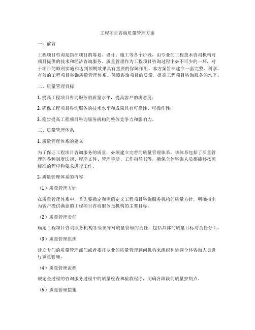 工程项目咨询质量管理方案