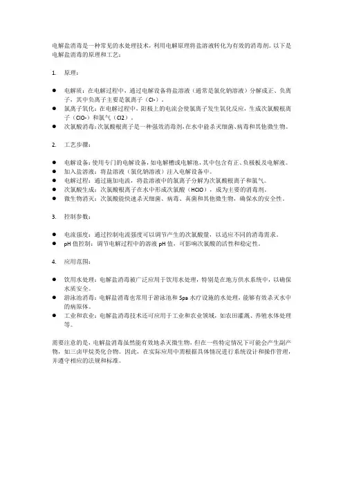 电解盐消毒原理工艺