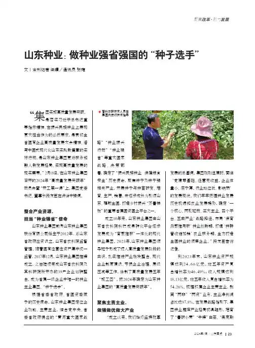 山东种业：做种业强省强国的“种子选手”