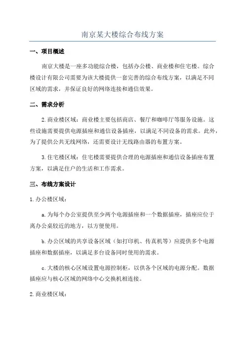 南京某大楼综合布线方案
