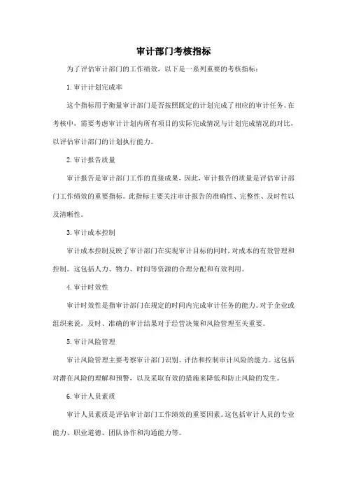 审计部门考核指标
