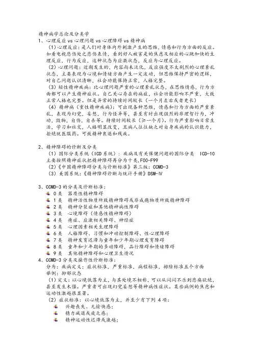 精神病学复习心得