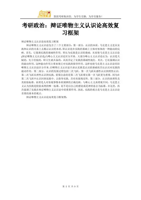 考研政治：辩证唯物主义认识论高效复习框架