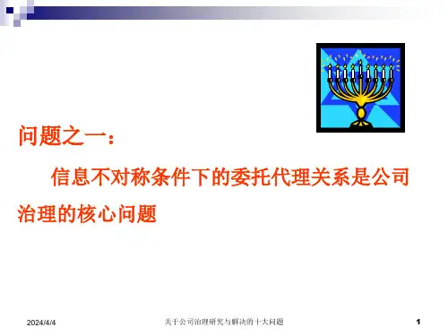 关于公司治理研究与解决的十大问题课件