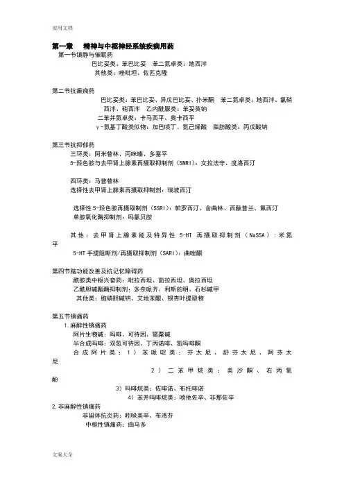 药学专业知识(二)各系统药物大汇总情况