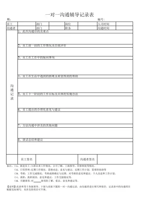 员工沟通记录表