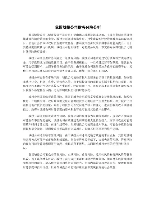 我国城投公司财务风险分析