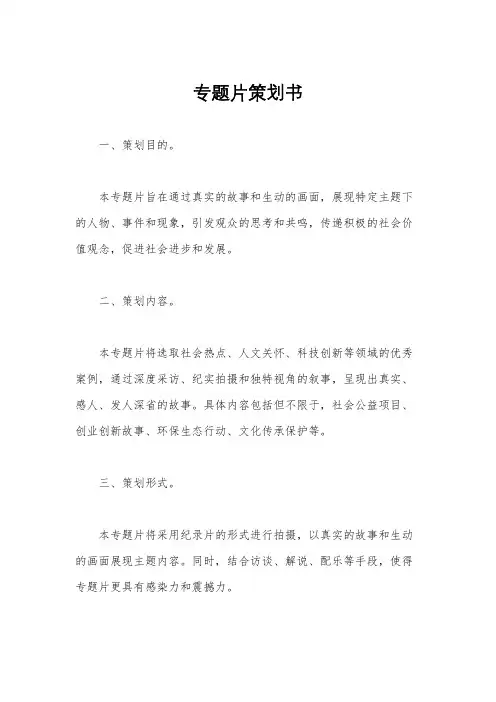 专题片策划书