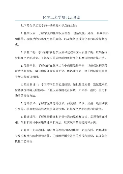 化学工艺学知识点总结