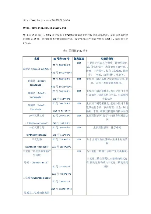 reach全部清单 最新版