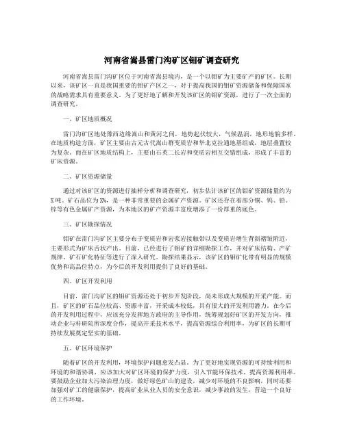 河南省嵩县雷门沟矿区钼矿调查研究