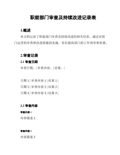 职能部门审查及持续改进记录表