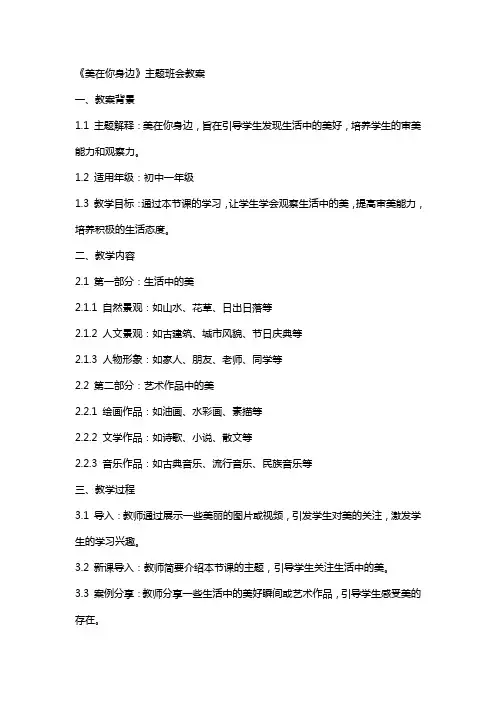 《美在你身边》主题班会教案