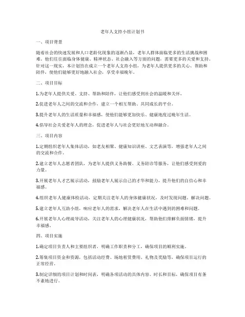 老年人支持小组计划书