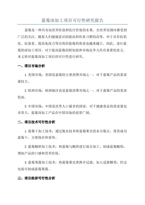 蓝莓深加工项目可行性研究报告