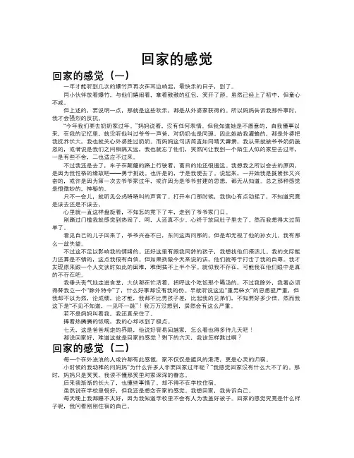 回家的感觉作文共八篇