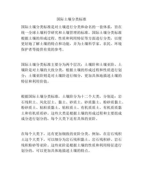 国际土壤分类标准