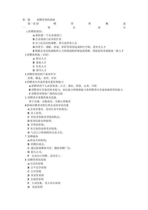 江苏自考招聘管理知识要点