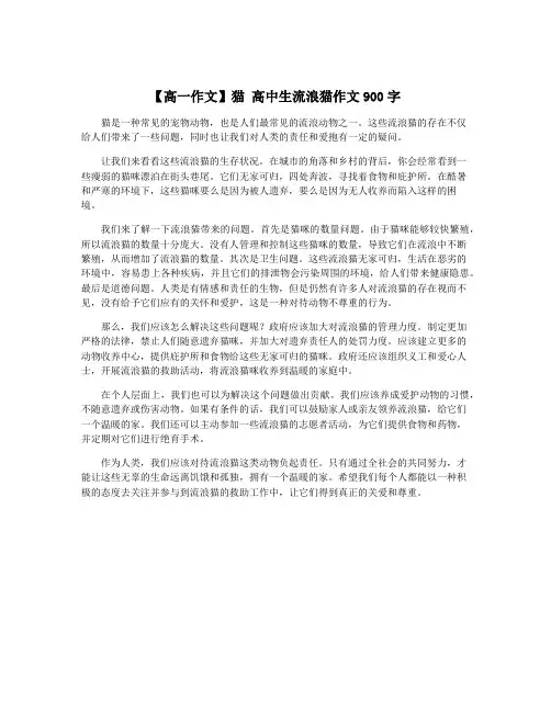 【高一作文】猫 高中生流浪猫作文900字