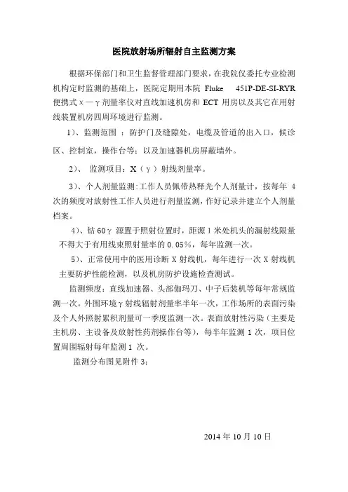 医院放射场所辐射自主监测方案