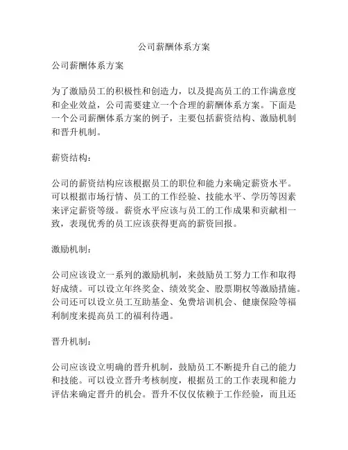 公司薪酬体系方案