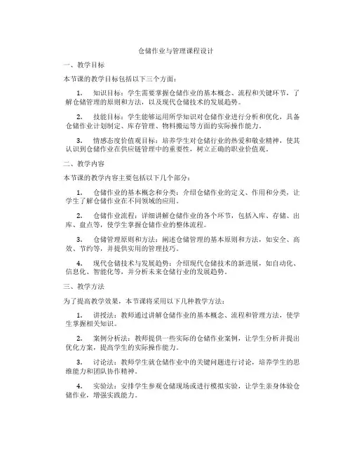 仓储作业与管理课程设计