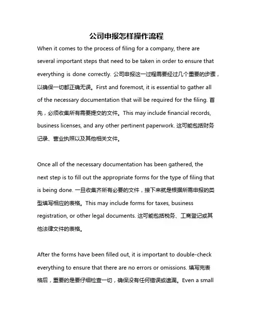 公司申报怎样操作流程