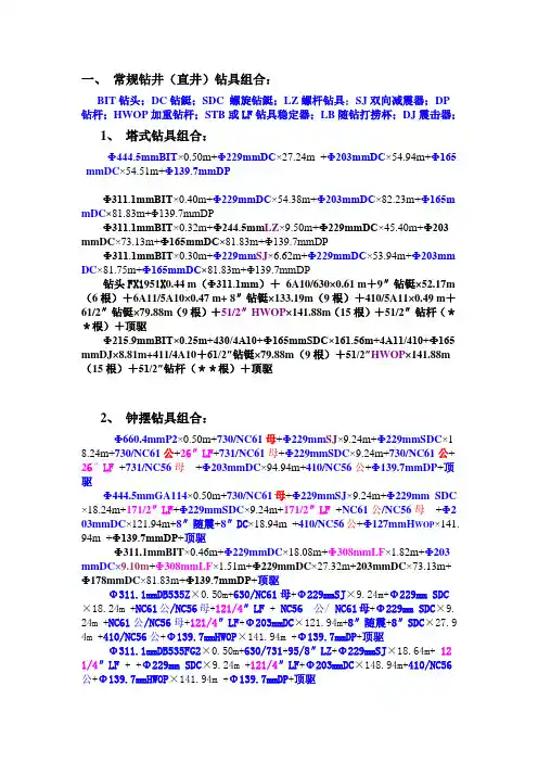 各种钻井条件下的钻具组合