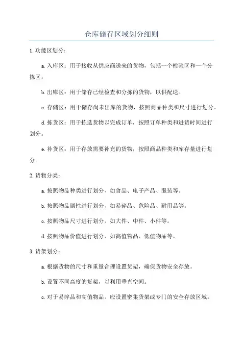 仓库储存区域划分细则