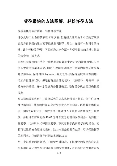 受孕最快的方法图解,轻松怀孕方法
