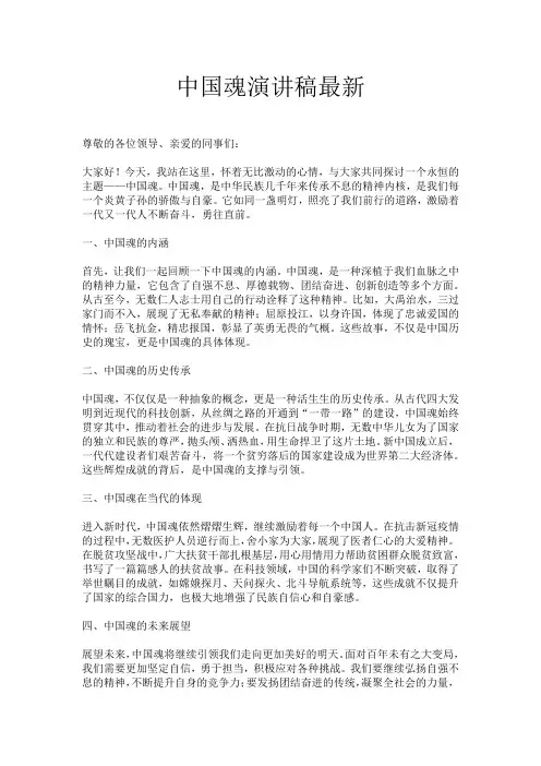 中国魂演讲稿最新