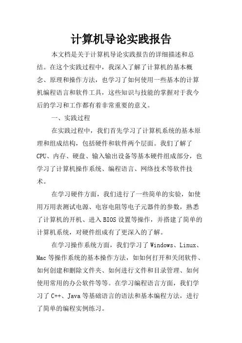 计算机导论实践报告